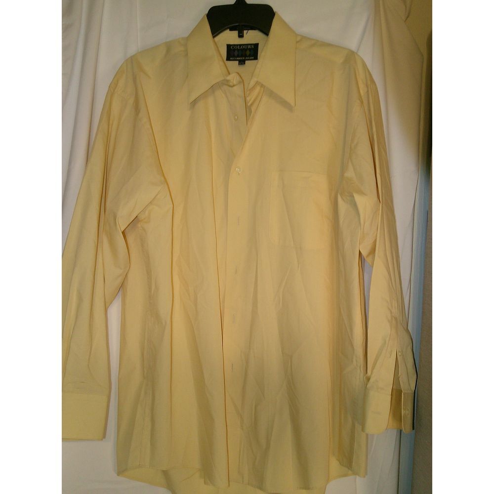 Alexander Julian Colours Pale Yellow Dress‎ Shirt Long Sleeve Button-Up
